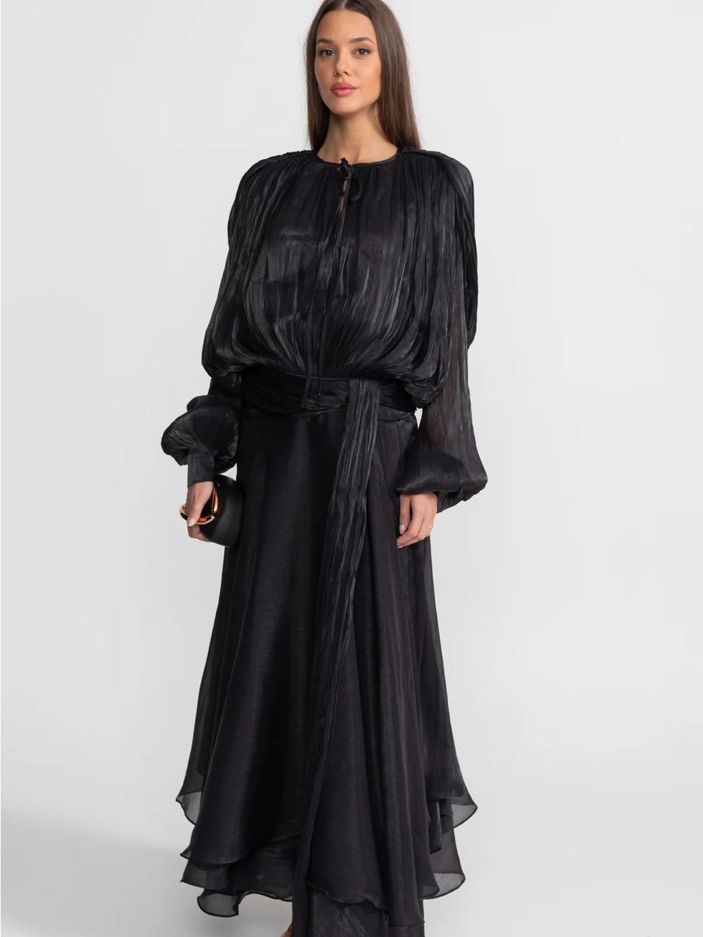 Solange- Elegant Maxi Dress with Pleated Bodice and Draped Skirt. *Never Worn*